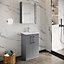 Level Compact Floor Standing 2 Door Vanity Basin Unit with Polymarble Basin - 500mm - Gloss Cloud Grey