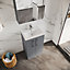 Level Compact Floor Standing 2 Door Vanity Basin Unit with Polymarble Basin - 500mm - Gloss Cloud Grey