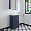Level Compact Floor Standing 2 Door Vanity Basin Unit with Polymarble Basin - 500mm - Matt Electric Blue