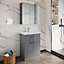 Level Compact Floor Standing 2 Door Vanity Basin Unit with Polymarble Basin - 600mm - Gloss Cloud Grey