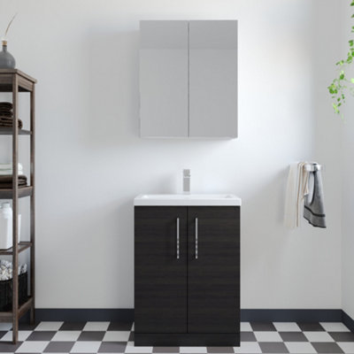 Level Compact Floor Standing 2 Door Vanity Basin Unit With Polymarble ...