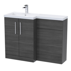 Level Furniture Combination Vanity Basin and WC Unit Left Hand - 1100mm x 390mm - Anthracite Woodgrain - Balterley