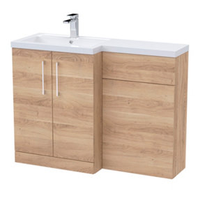 Level Furniture Combination Vanity Basin and WC Unit Left Hand - 1100mm x 390mm - Bleached Cuneo Oak - Balterley
