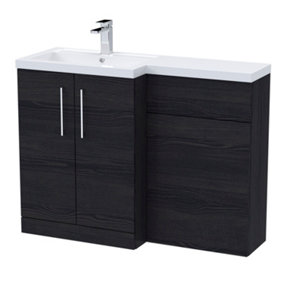 Level Furniture Combination Vanity Basin and WC Unit Left Hand - 1100mm x 390mm - Charcoal Black - Balterley
