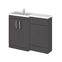 Level Furniture Combination Vanity Basin and WC Unit Left Hand - 1100mm x 390mm - Gloss Grey - Balterley