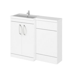 Level Furniture Combination Vanity Basin and WC Unit Left Hand - 1100mm x 390mm - Gloss White - Balterley