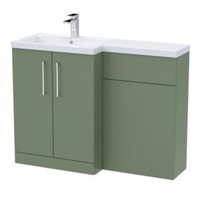 Level Furniture Combination Vanity Basin and WC Unit Left Hand - 1100mm x 390mm - Satin Green - Balterley