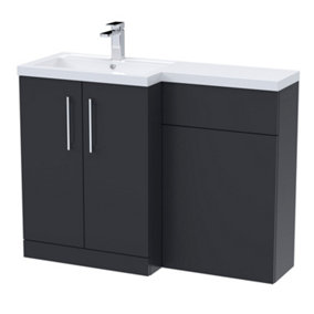Level Furniture Combination Vanity Basin and WC Unit Left Hand - 1100mm x 390mm - Satin Soft Black - Balterley