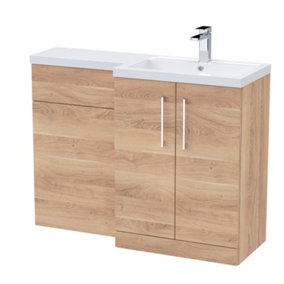 Level Furniture Combination Vanity Basin and WC Unit Right Hand - 1100mm x 390mm - Bleached Cuneo Oak - Balterley