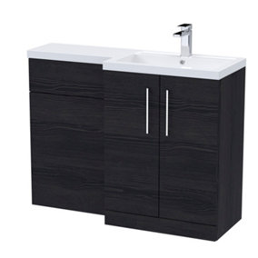 Level Furniture Combination Vanity Basin and WC Unit Right Hand - 1100mm x 390mm - Charcoal Black - Balterley