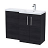 Level Furniture Combination Vanity Basin and WC Unit Right Hand - 1100mm x 390mm - Charcoal Black Woodgrain - Balterley