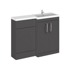 Level Furniture Combination Vanity Basin and WC Unit Right Hand - 1100mm x 390mm - Gloss Grey - Balterley