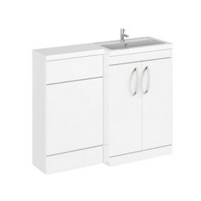 Level Furniture Combination Vanity Basin and WC Unit Right Hand - 1100mm x 390mm - Gloss White - Balterley
