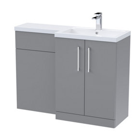 Level Furniture Combination Vanity Basin and WC Unit Right Hand - 1100mm x 390mm - Satin Grey - Balterley