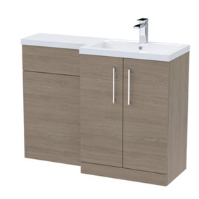 Level Furniture Combination Vanity Basin and WC Unit Right Hand - 1100mm x 390mm - Solace Oak - Balterley