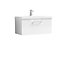 Level Wall Hung 1 Drawer Vanity Unit with Mid-Edge Ceramic Basin, 800mm - Gloss White - Balterley