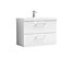 Level Wall Hung 2 Drawer Vanity Unit with Mid-Edge Ceramic Basin, 800mm - Gloss White - Balterley