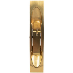 Lever Action Flush Door Bolt with Flat Keep Plate 204 x 20mm Polished Brass