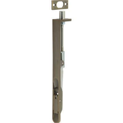 Lever Action Flushbolts with Radiused Forend in Antique Brass - 203x20mm