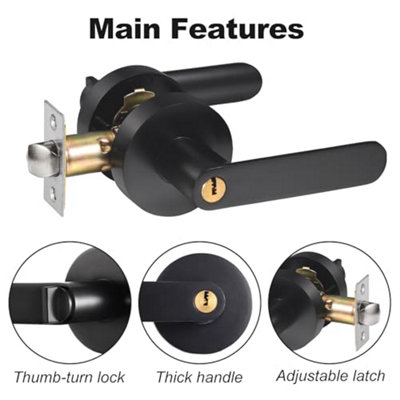 Lever Lock, Interior Door Lock, Door Handle Knob Design Door Lock-Black
