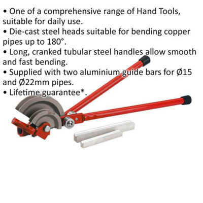 Lever Type Tube Bender for 15mm 22mm Pipes Long Cranked Steel