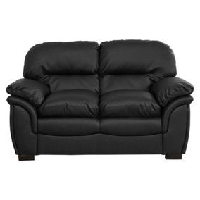 Leverton 2 Seat Bonded Leather Sofa - Black
