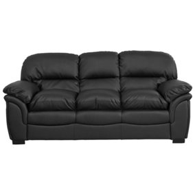 Leverton 3 Seat Bonded Leather Sofa - Black