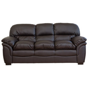 Leverton 3 Seat Bonded Leather Sofa - Brown