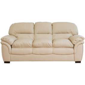 Leverton 3 Seat Bonded Leather Sofa - Cream