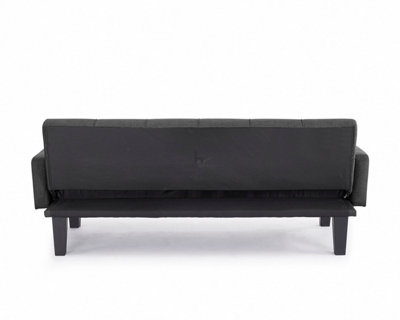 Levine 3 Seater Tufted Fabric Clic-Clac With Black Legs Sofa Bed, Dark Grey