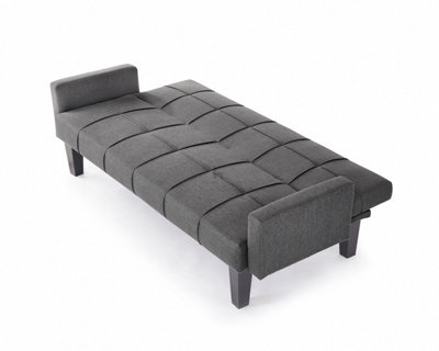 Levine 3 Seater Tufted Fabric Clic-Clac With Black Legs Sofa Bed, Dark Grey