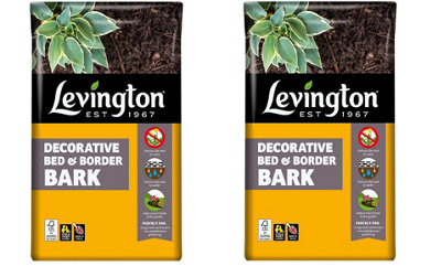 Levington Decorative Bed & Border Bark Chippings Plant Potting Border Bark 75L Pack of 2