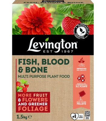 Levington Fish Blood & Bone Multi Purpose Plant Food Fertiliser Pellets 1.5kg