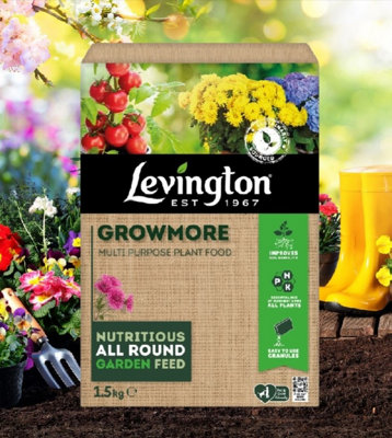 Levington Growmore All Purpose Plant Food Granules For Fruit Veg & Flowers 1.5kg