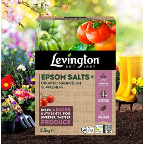 Levington Magnesium Epsom Salts Organic Soil Supplement Fruit & Veg Feed 1.5kg