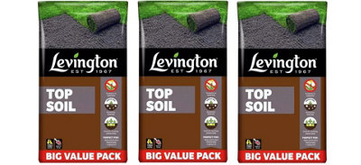 Levington Peat Free Top Soil 30L Pack of 3