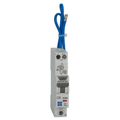 Lewden 6A Compact RCBO C Curve Double Pole 30mA Switched Neutral