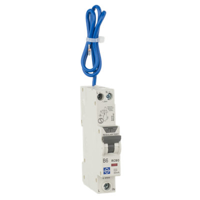 Lewden 6A RCBO Compact Single Pole 1 Module B Curve 6kA 30mA Type A RCBO