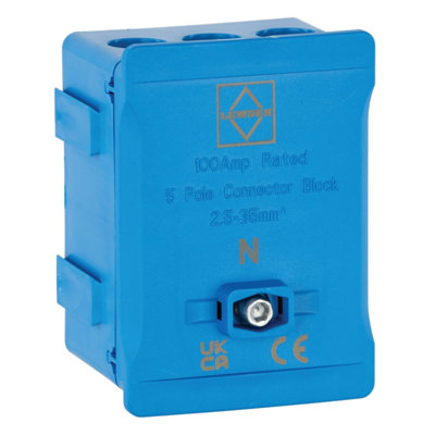 Lewden DT1005BL 100A Single Pole Connector Block Blue