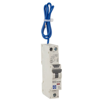 Lewden RCBO Compact Single Pole 1 Module 50A B Curve 6kA 30mA Type A RCBO
