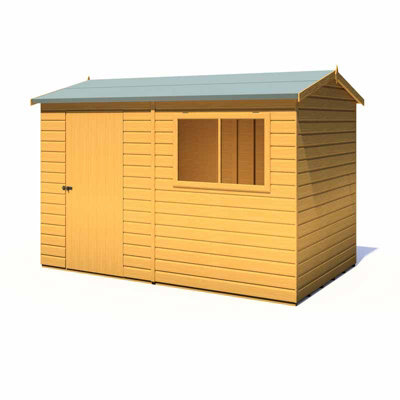 Lewis 10 x 6 Feet Single Door Reverse Apex Style D Shed - L196.3 x W311.4 x H212.7 cm