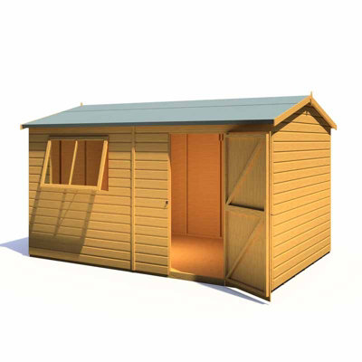 Lewis 12 x 8 Feet Single Door Reverse Apex Style C Shed - L256.6 x W371.4 x H220.7 cm