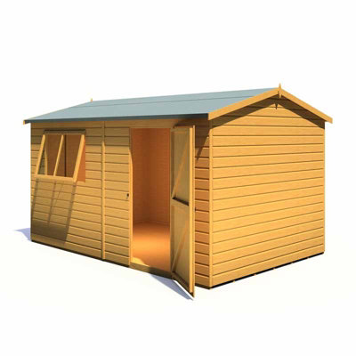 Lewis 12 x 8 Feet Single Door Reverse Apex Style C Shed - L256.6 x W371.4 x H220.7 cm