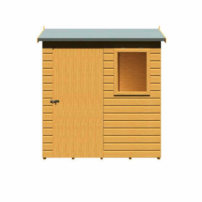 Lewis 6 x 4 Feet Single Door Reverse Apex Style D Shed - L136.1 x W191.4 x H204.3 cm