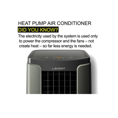 LEXENT 6-in-1 Heat Pump Portable Air Conditioner 12000 BTU - Low Energy -  Quiet 65dB -Room 400 sq ft - Energy Efficient A+