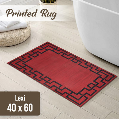 Lexi Modern Printed Rug Bedroom Bed Side Mat 40X60 cm Greek Key ...