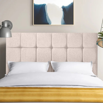 Lexie 54 inch Floorstanding Headboard Plush Velvet - Blush | DIY at B&Q