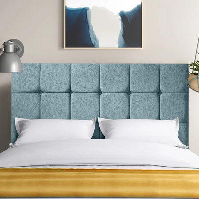 Lexie 54 inch Floorstanding Headboard Plush Velvet - Duck Egg | DIY at B&Q