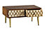 Lexus Wood And Metal Gold Coffee Table With 2 Drawers