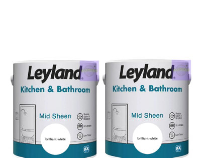Leyland Kitchen & Bathroom Mid Sheen Paint 2.5L Pack of 2